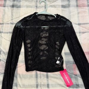 SHEIN Elegant Black Floral Lace Blouse